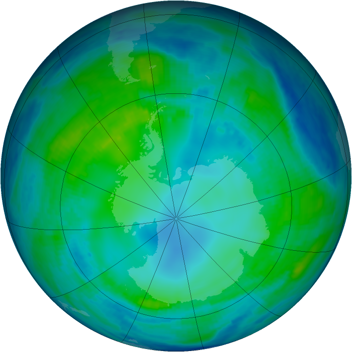 Antarctic ozone map for 10 May 1999